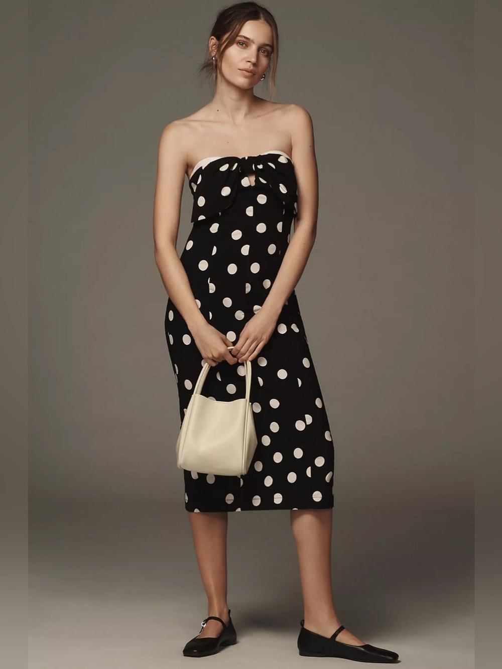 Anthropologie Strapless Bow-Front Midi Dress Large